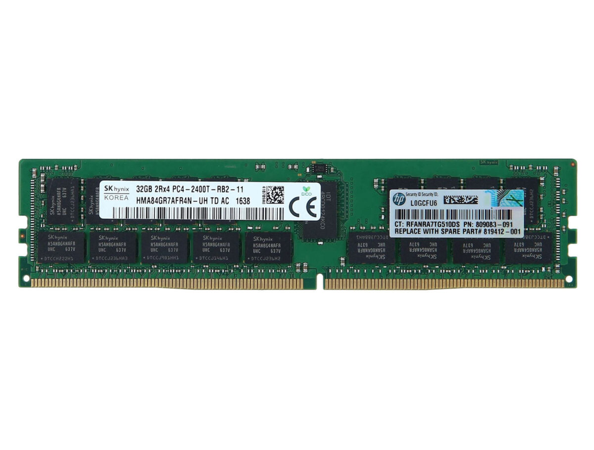 32GB HP PC4-19200T-R DDR4-2400 2Rx4 CL17 ECC RDIMM 1.2V