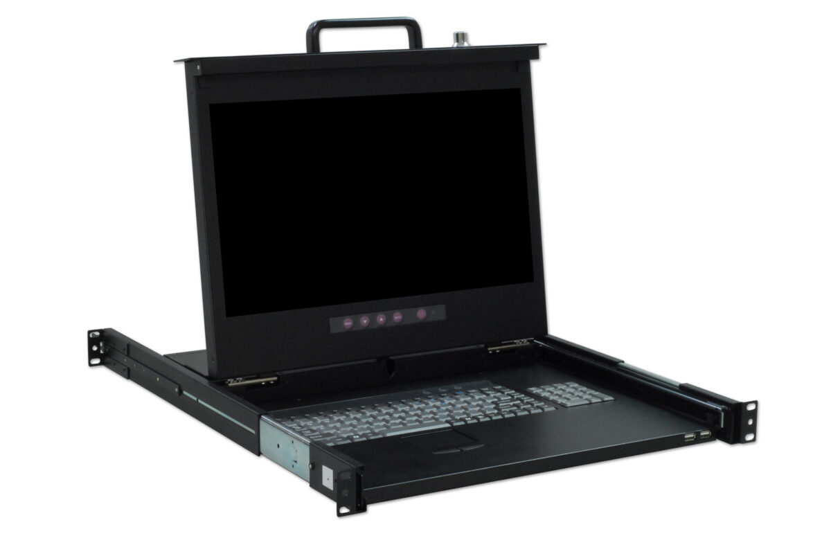 RACK MONITOR WITH IP KVM SWITCH MINICOM 17" GA MON K/B WITH RAILS with PSU 3.251.025 - Image 1